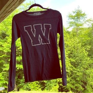 Wildfox long sleeve waffle T-shirt in Grey